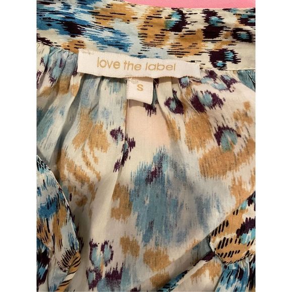 Love The Label Anthropologie Kaleesi Blue Floral Top Ruffle Sz S Boho Praise - Picture 8 of 9